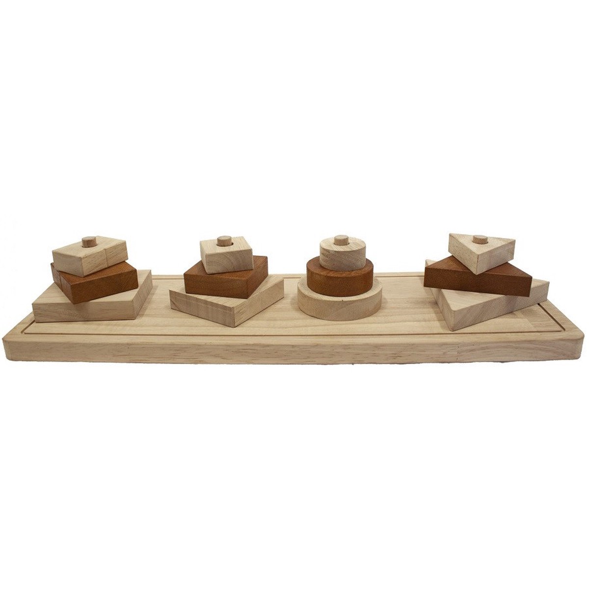 Qtoys Natural Geometric Shapes Wooden Shape Stacking Board