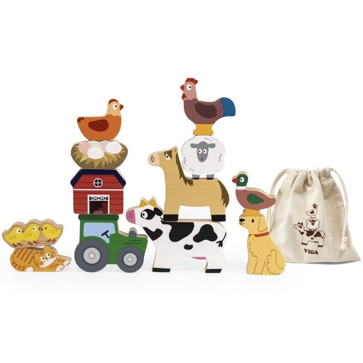 Viga Wooden Farm Stacking Set