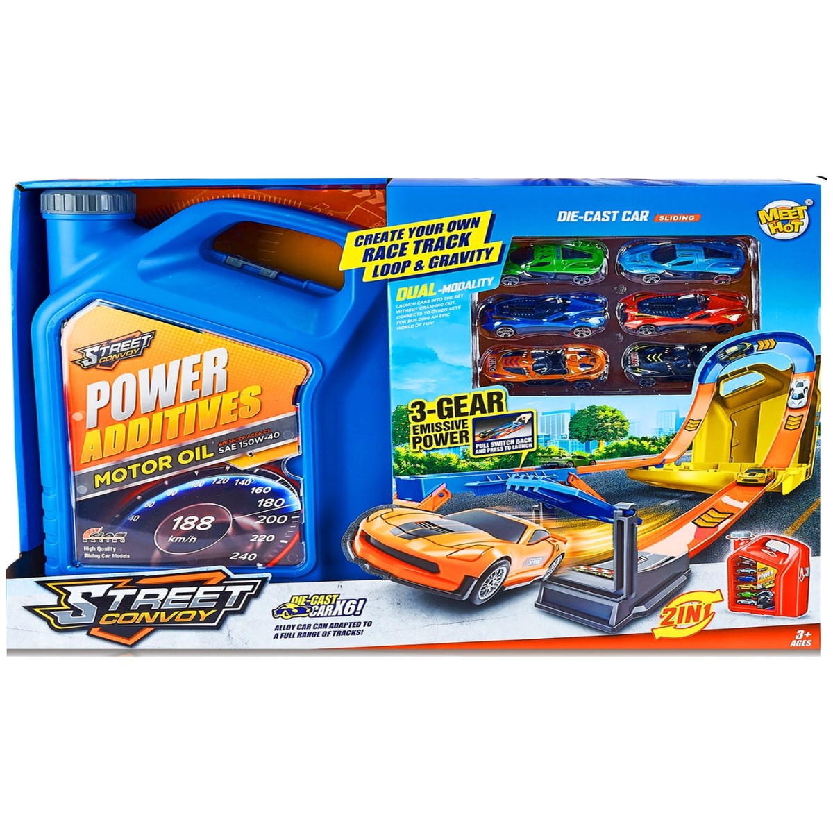 2-in-1 Die-Cast Car & Racing Track Playset