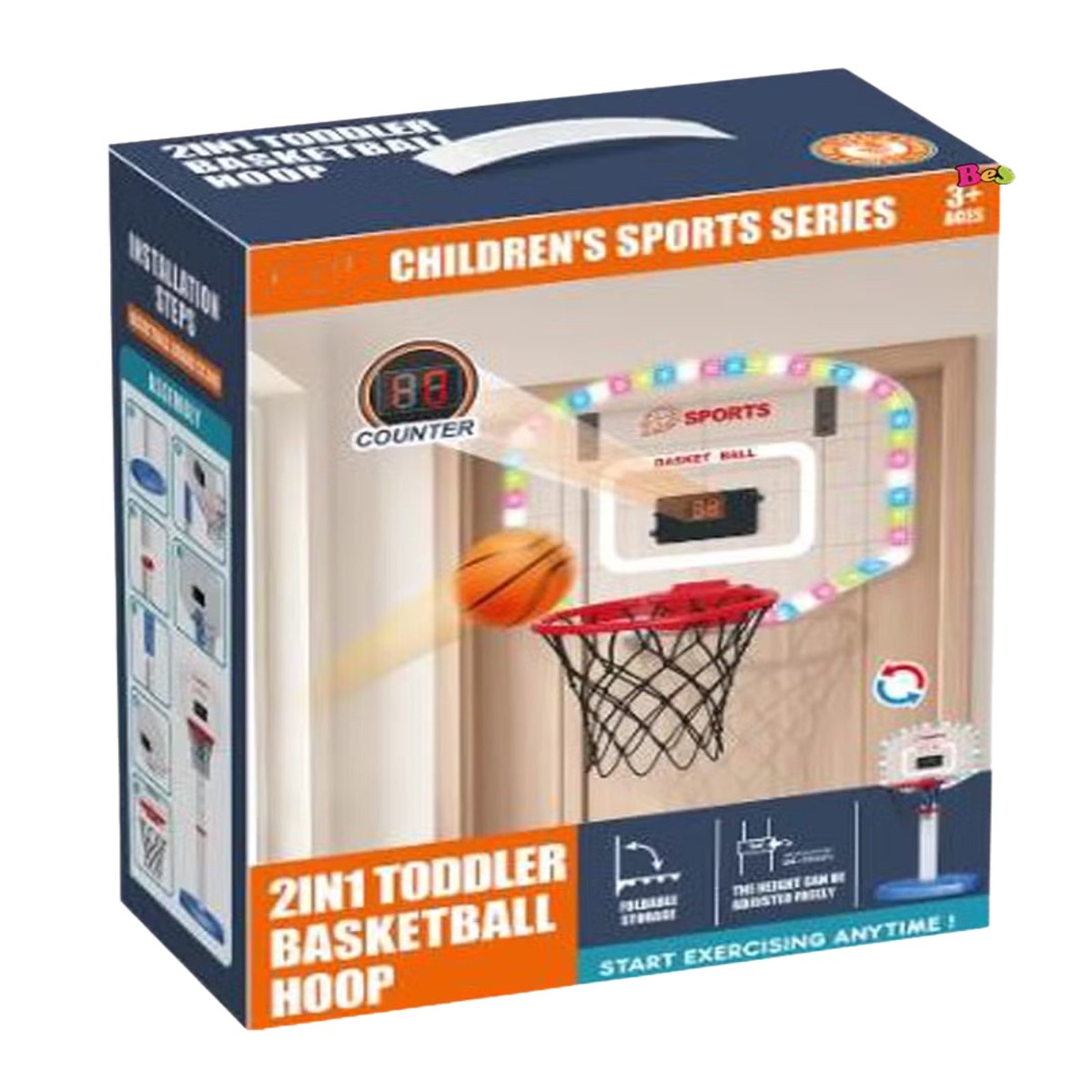 2-in-1 Adjustable Basketball Hoop Set Up to 150 cm