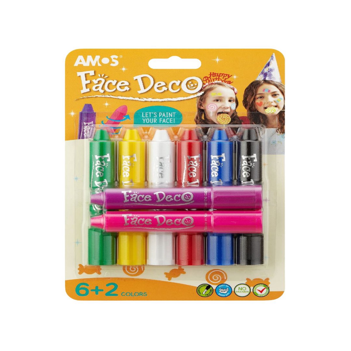 AMOS Face Deco Crayons 8 Colors