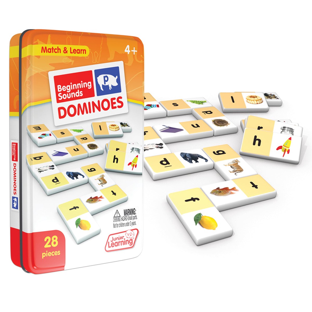 Beginning Sounds Dominoes 28-Piece Phonics Matching Game
