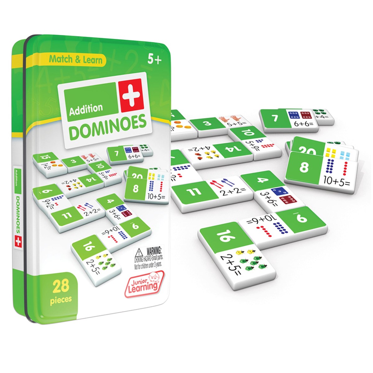 Addition Dominoes 28-Piece Math Game With Collector's Tin