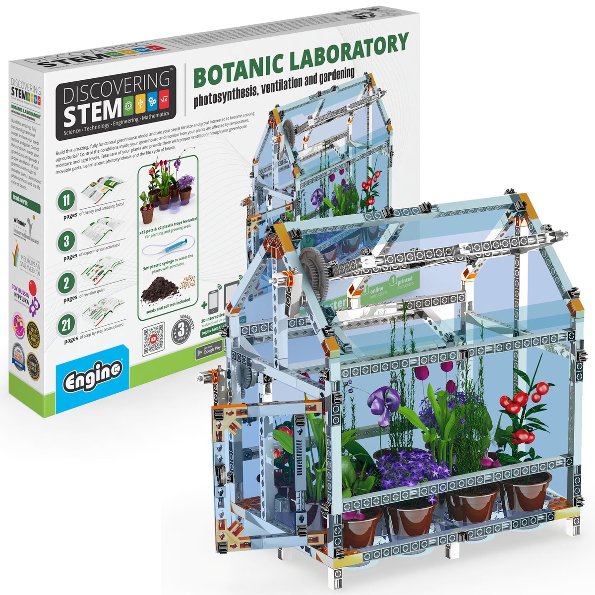 Engino Discovering STEM Botanic Laboratory Greenhouse Building Set - 291 Pieces, 4 Models
