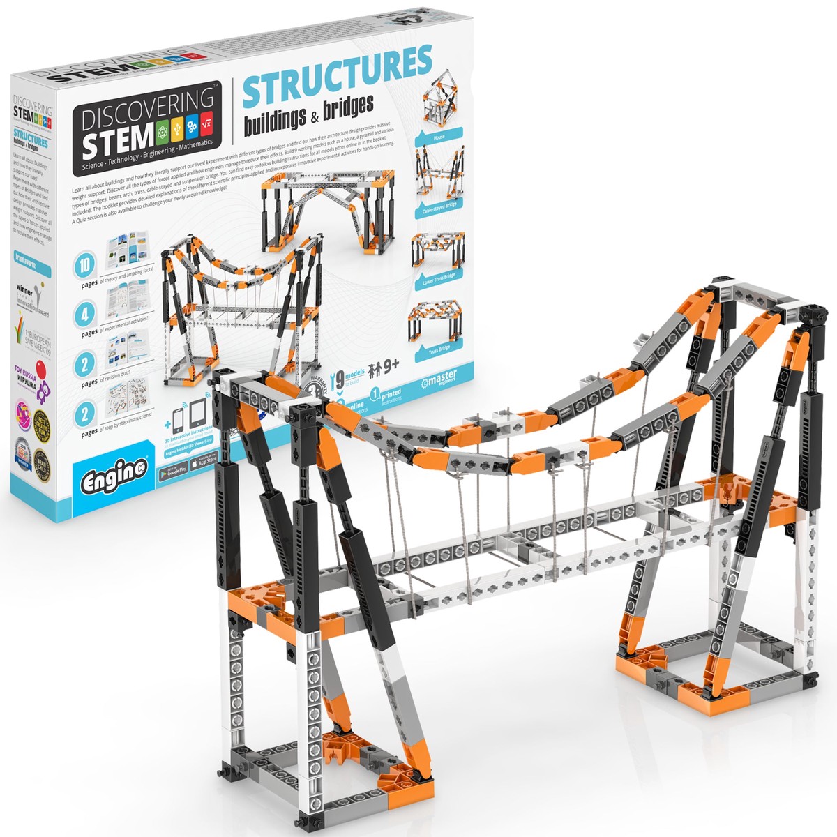 Engino Discovering STEM Structures: Buildings & Bridges - 9 Model Engineering Building Set