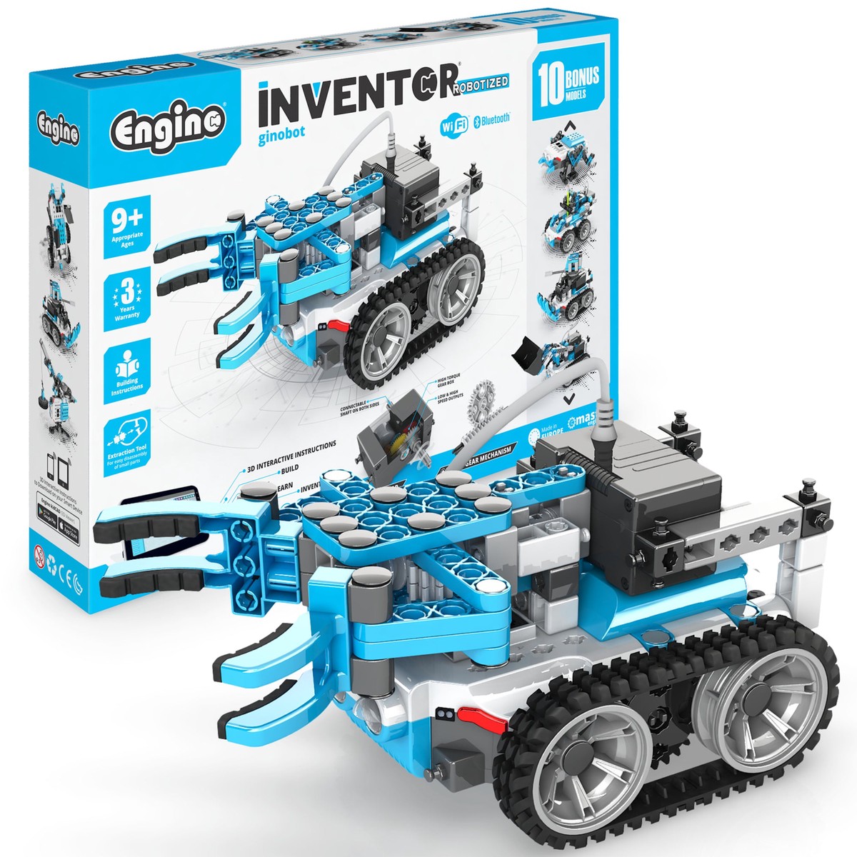 Engino Inventor Robotized GinoBot Motorized Robot Building Kit, 10 Models, Programmable STEM Kit