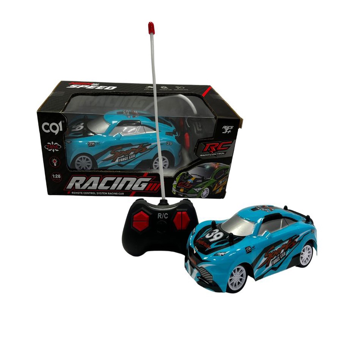 1: 28 Four-Way PVC Car Shell Light Remote Control Car (2 Mixed Colours)