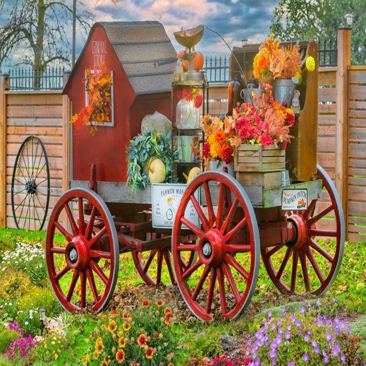 'A Flower is a Smile from Heaven' Flower Cart by Rick Schmidt (1000 piece)