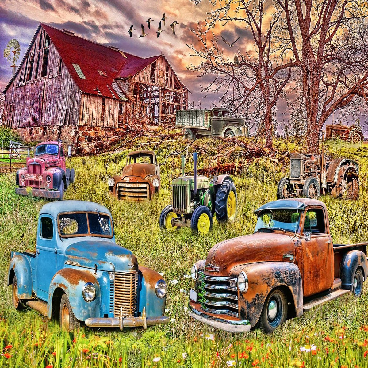 'Old Trucks & Tractors' by Rick Schmidt (1000 piece)