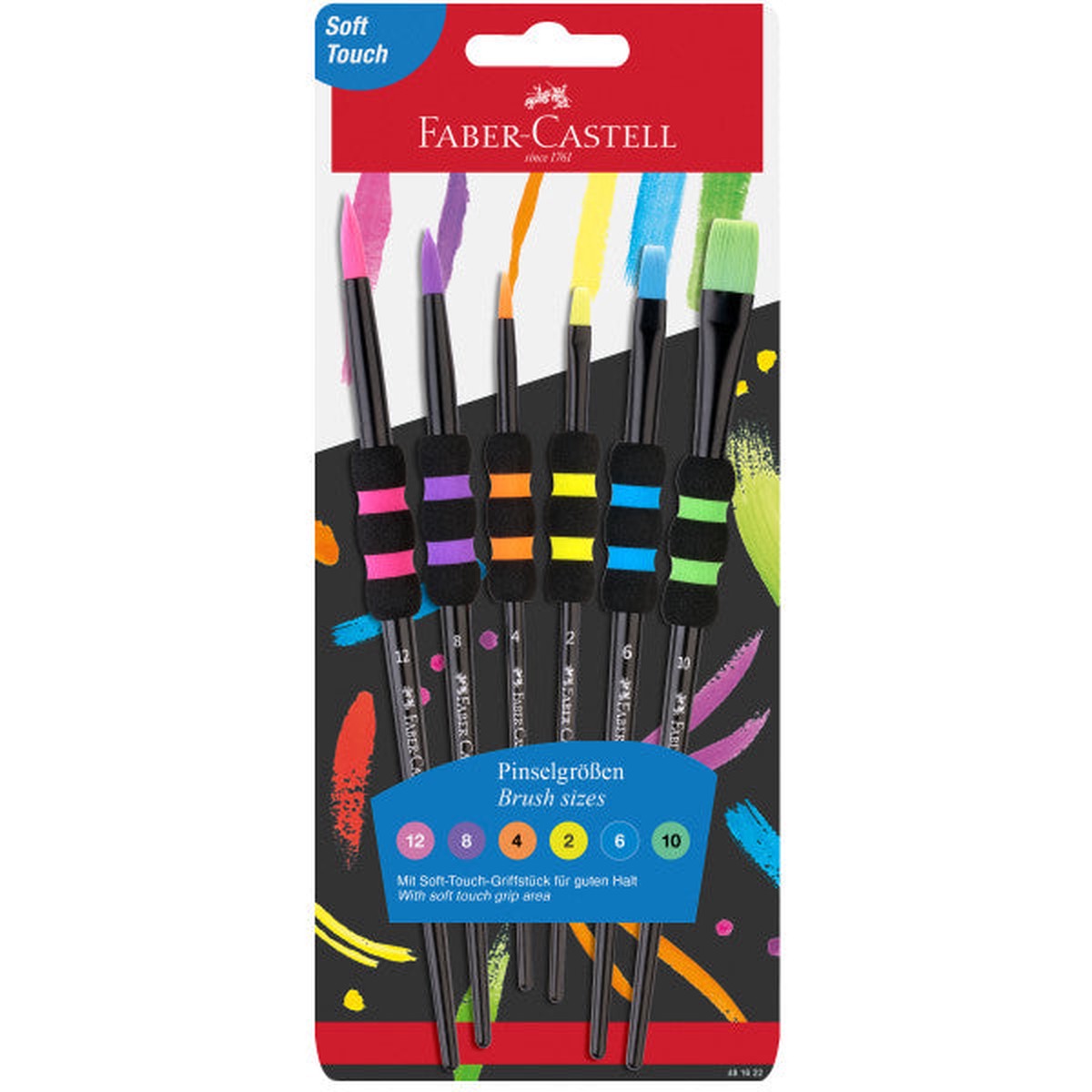 Soft Grip Brushes Black (6 Ct)