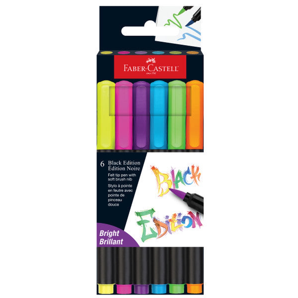 Black Edition Super Soft Brush Pens - Neon (Box of 6)